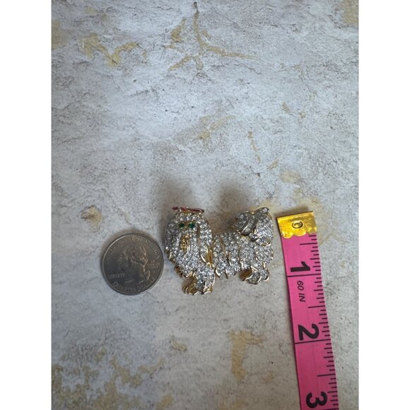 Maltese Dog Rhinestone Brooch Pin Gorgeous - Picture 10 of 10